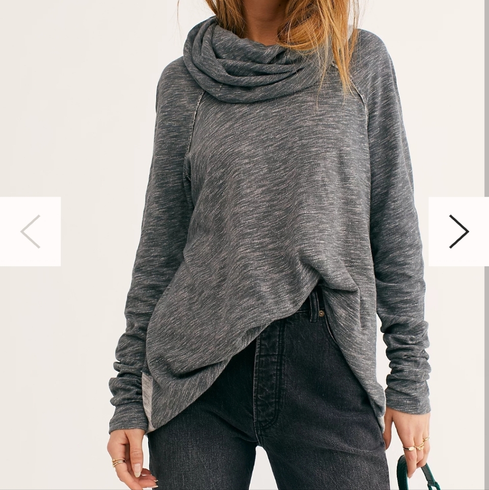 Two Body Grey Free People Beach Caccoon Cowl Pullover